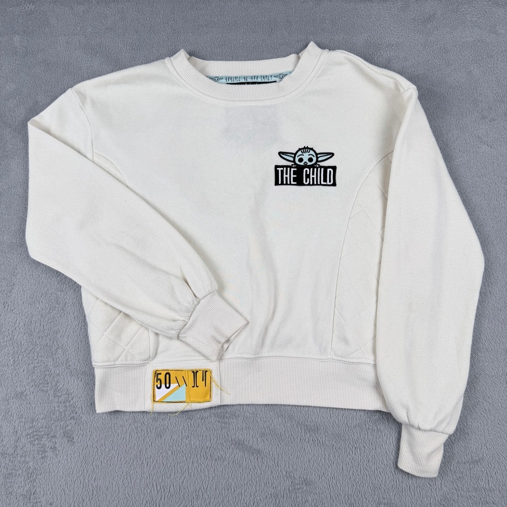 Disney Star Wars The Child Mandalorian Cropped Sweatshirt Cream XS Grogu